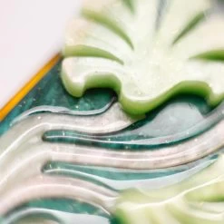 Fronds Of Fortune Brooch -Erstwilder Erstwilder ArtNouveau Fronds Of Furtune Close Up Green