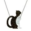 Purrfectly Content CatNecklace -Erstwilder Erstwilder Purrfectly Content Cat Necklace Grey Black Front