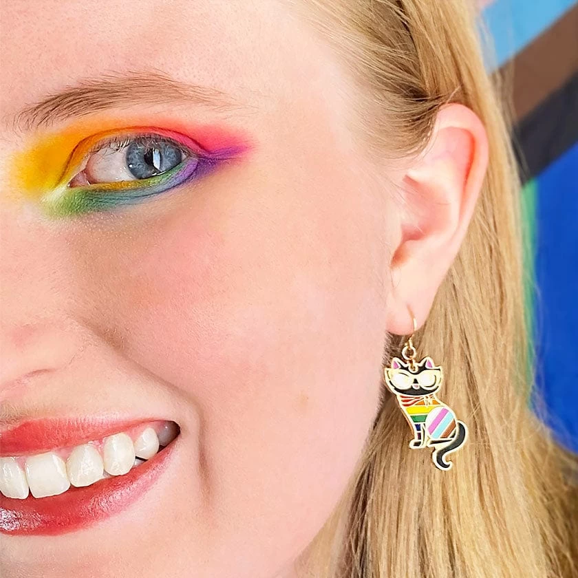 Elissa The Rainbow Cat Enamel Drop Earrings 3 Elissa The Rainbow Cat Enamel Drop Earrings