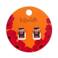Remembrance Poppy Enamel Huggie Earrings