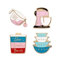 Vintage Kitchen Enamel Pin Pack - 4 Piece