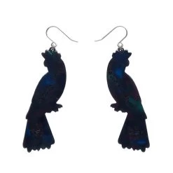 Bella The Black Cockatoo Drop Earrings -Erstwilder ar1eg06bellatheblackcockatoodropearrings 2
