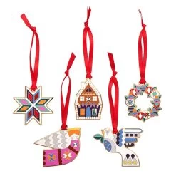 Modern Holiday Enamel Tree Ornament Pack - 5 Piece