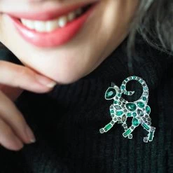 On The Prowl Cat Stone Set Crystal Brooch -Erstwilder bbb3741