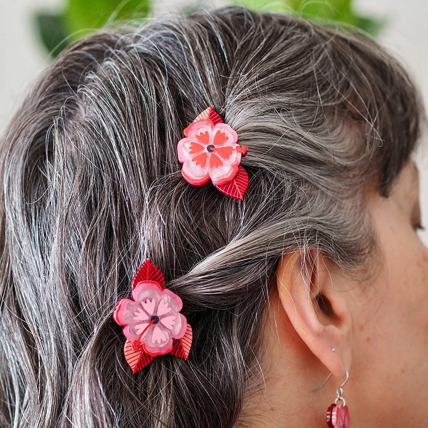 Halcyon Hibiscus Hair Clips Set - 2 Piece 4 Halcyon Hibiscus Hair Clips Set - 2 Piece - Image 2