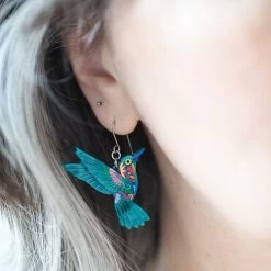 Frida's Hummingbird Drop Earrings -Erstwilder egca106frida shummingbirddropearringsmodel