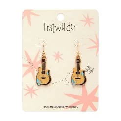 Guitar Blues Enamel Drop Earrings