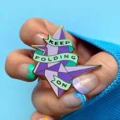 Keep Folding On Enamel Pin -Erstwilder ep0178 5000 keep folding on enamel pin handheld