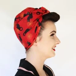 Le Chat Noir Head Scarf -Erstwilder erstwilder artnouveau le chat noir head scarf model red