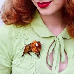 Buffalo Bull Brooch -Erstwilder erstwilder buffalo bull brooch model brown