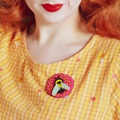 Bumblebee Burrower Brooch -Erstwilder erstwilder bumblebee burrower rusty patched bee brooch front purple