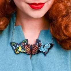 Kaleidoscope Of Colour Necklace -Erstwilder erstwilder kaleidoscope of colour butterfly necklace model orange blue yellow