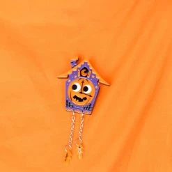 Midnight Approaches Brooch -Erstwilder erstwilder kitschy witch midnight approaches brooch model purple