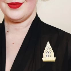 Manhattan Monument Brooch -Erstwilder erstwilder manhatten monument chrysler brooch front cream