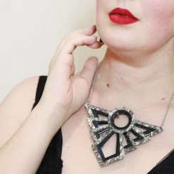 Modernist Motif Necklace -Erstwilder erstwilder modernist motif geometric necklace front brown