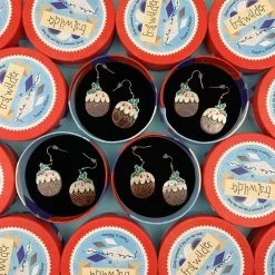 Plum Puddie Earrings -Erstwilder erstwilder petecromer christmas plum puddie drop earrings variation brown