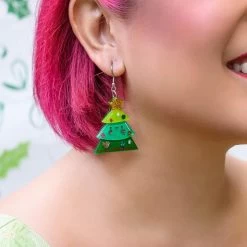 Guardian Of The Gifts Earrings -Erstwilder erstwilder petecromer christmas the guardian of the gift drop earrings green
