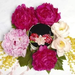 Tickled Pink Flower Necklace (Small) -Erstwilder erstwilder rose lily peony necklace pink flatlay 1