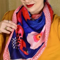 Bird Flock Square Scarf -Erstwilder erstwilder x jocelyn proust bird flock square scarf model blue