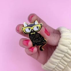 Feline Fine Enamel Pin -Erstwilder erstwilderxlizharry feline fine cat enamel pin black