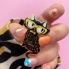 Feline Fine Enamel Pin 2 Feline Fine Enamel Pin -Erstwilder erstwilderxlizharry feline fine cat pin black