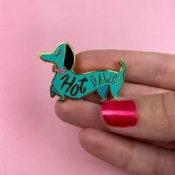 Hot Dawg! Enamel Pin -Erstwilder erstwilderxlizharry hot dawg sausage dachshund enamel pin blue