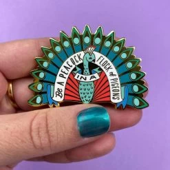Be A Peacock Enamel Pin -Erstwilder erstwilderxlizharry peacock in flock of pigeons enamel pin blue