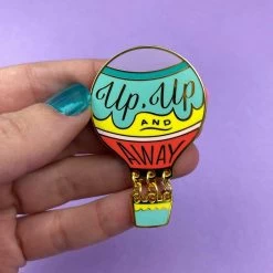 Up, Up And Away Enamel Pin -Erstwilder erstwilderxlizharry up up away hot air balloon enamel pin multi