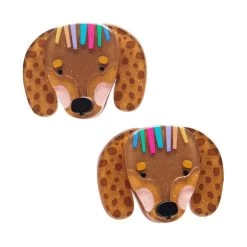Darcy The Dachshund Hair Clips Set - 2 Piece -Erstwilder hrbe101darcythedachshundhairclipsset 2piece 2