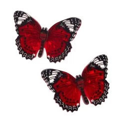 Wings Laced In Red Hair Clips Set - 2 Piece -Erstwilder hrbo102wingslacedinredhairclipsset 2piece 1
