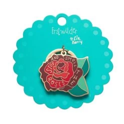 Stop And Smell The Roses Enamel Key Charm -Erstwilder kr5df51