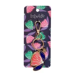 Fervent Feather Flower Enamel Key Ring -Erstwilder krcd101ferventfeatherflowerenamelkeyring 3