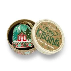 Seasonal Snow Globe Enamel Tree Ornament -Erstwilder otbq103seasonalsnowglobeenameltreeornament 3