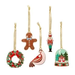 Merry Kitschmas Enamel Tree Ornament Pack - 5 Pieces