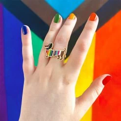 Spiffy The Supportive Dog Enamel Ring