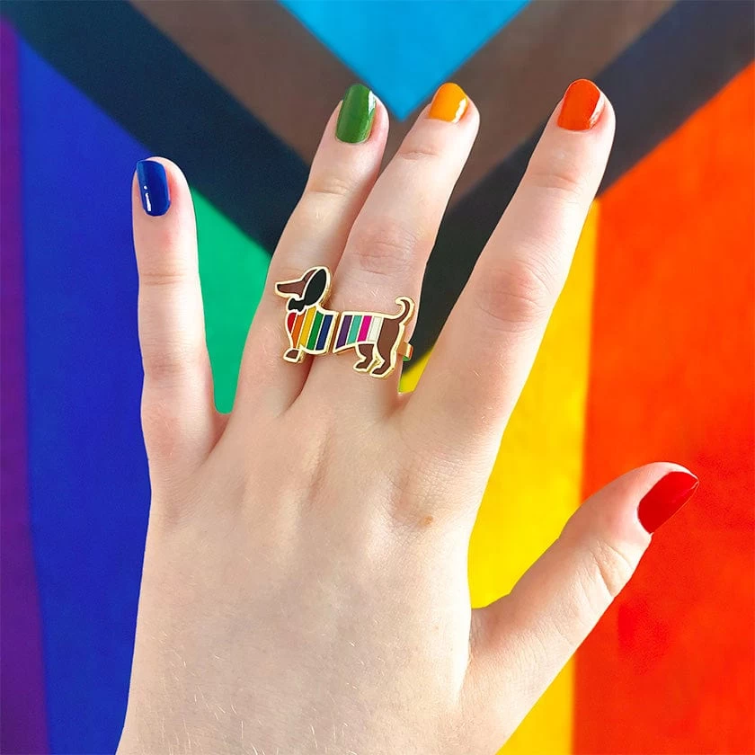 Spiffy The Supportive Dog Enamel Ring 3 Spiffy The Supportive Dog Enamel Ring